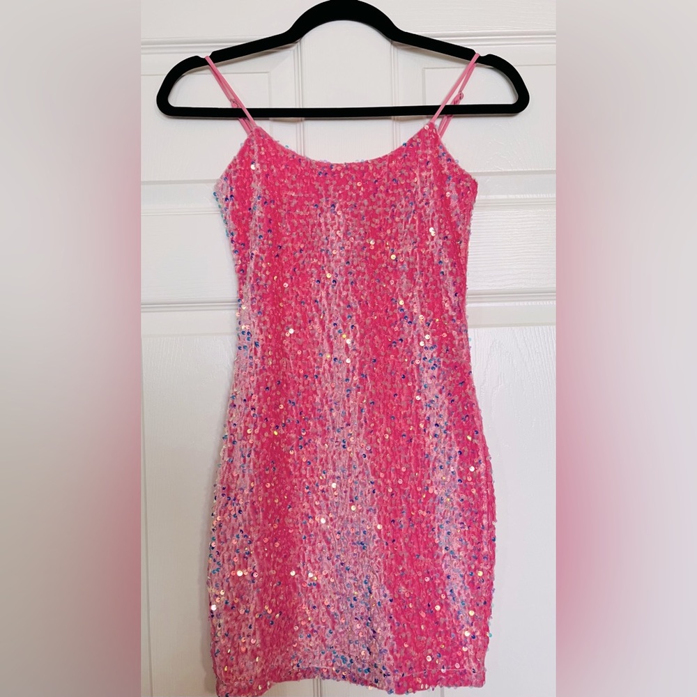 Pink sequined dress XS